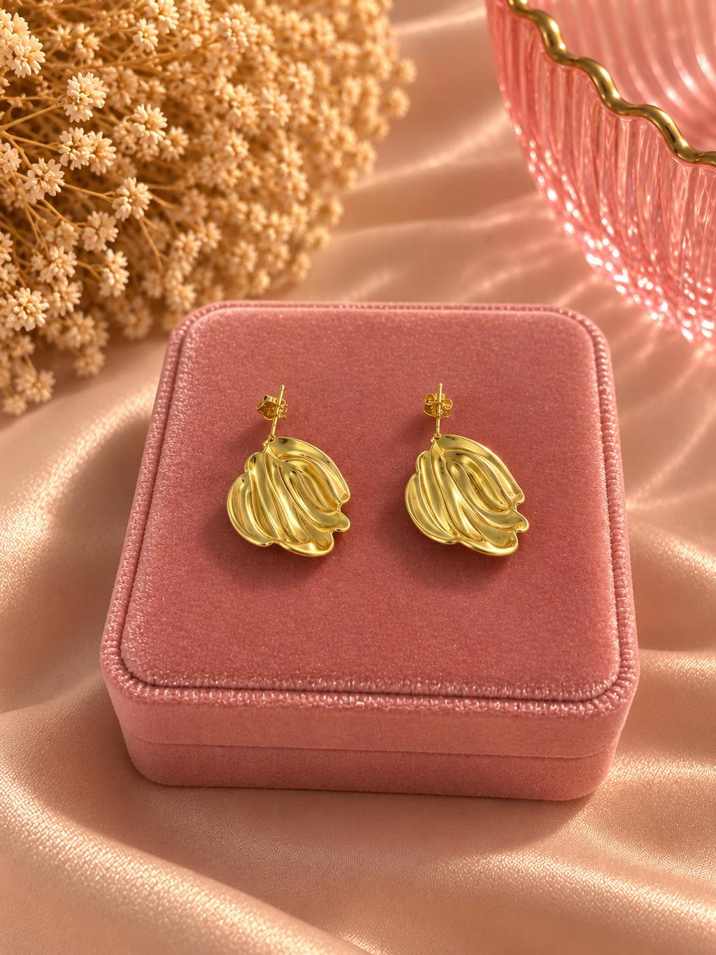 18K Gold Plated Sculpted Abstract Earrings, Trendy Minimalist Statement Jewelry