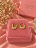 18K Gold Plated Textured Oval Hoop Earrings, Hammered Statement Jewelry