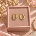 18K Gold Plated Rope Hoop Earrings, Textured Chunky Hoops, Vintage Inspired