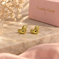 18K Gold Plated Heart Stud Earrings, Dainty Minimalist Romantic Jewelry