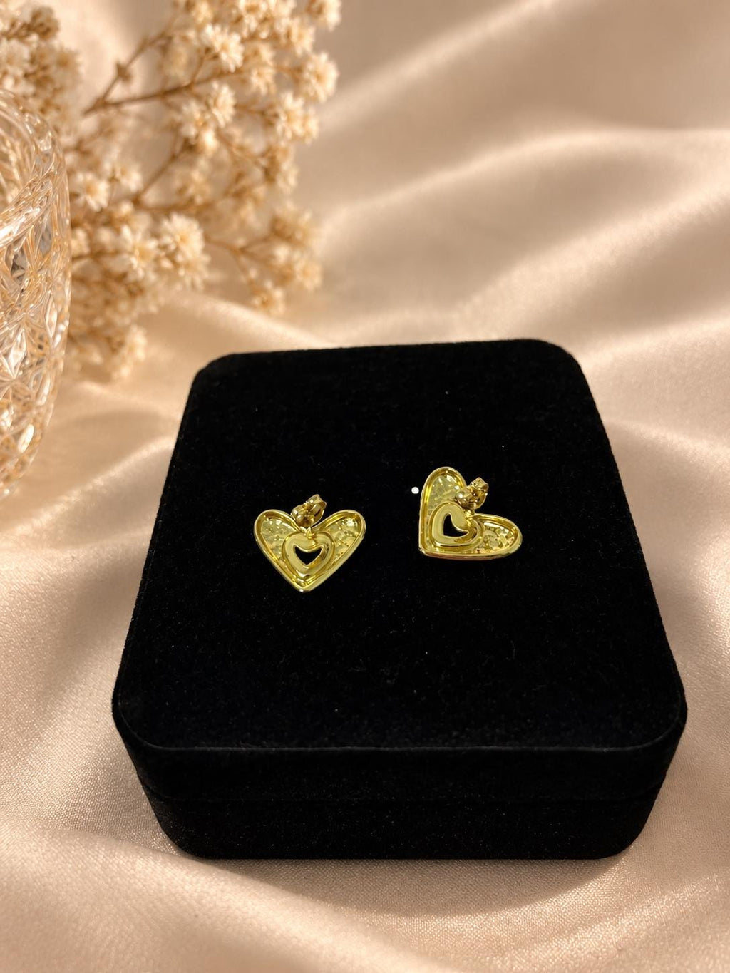 18K Gold Plated Heart Stud Earrings, Dainty Minimalist Romantic Jewelry