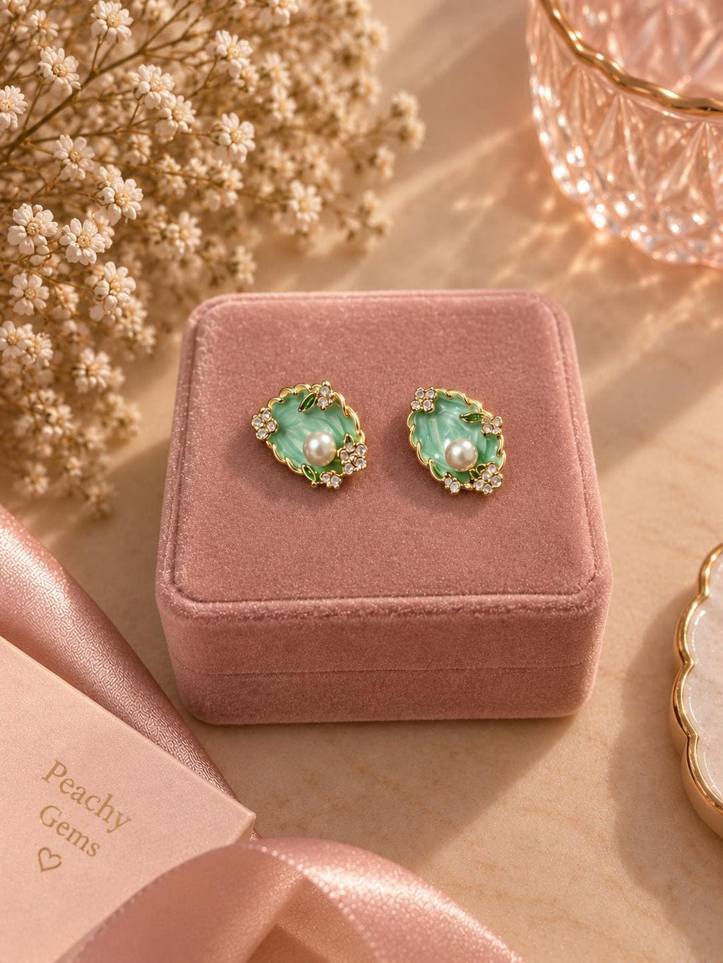 Textured Gold Pearl Stud Earrings: Vintage Style, 18K Plated Stainless Steel
