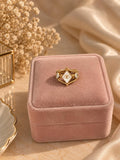 18K Gold Plated Vintage Signet Ring, Adjustable Square Symbol Statement Ring