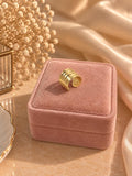 Chunky Gold Plated Adjustable Ring, Stainless Steel Statement Band