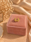 18K Gold Plated Layered Wave Ring, Adjustable Open Band, Minimalist Statement Jewelry