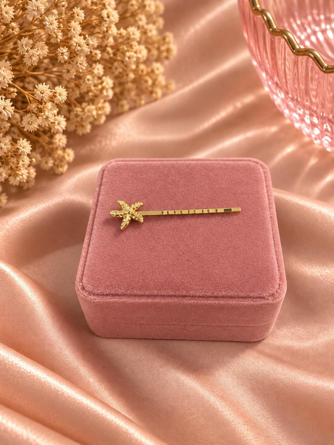18K Gold Plated Starfish Hair Clip, Coastal Beach Bobby Pin, Summer Jewelry Accessory