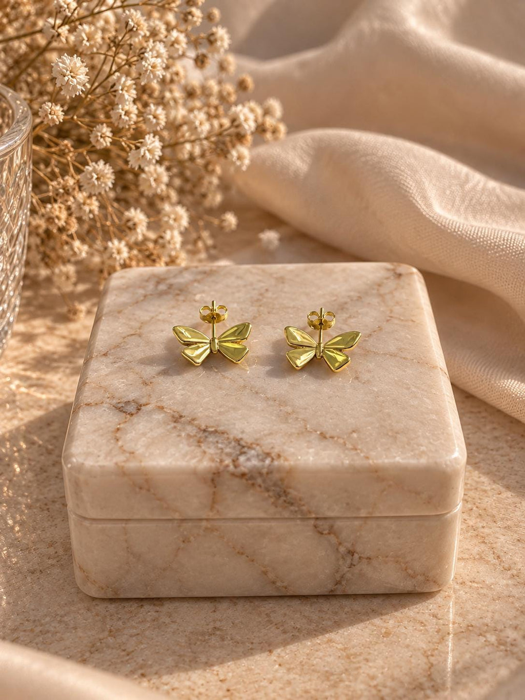 18K Gold Plated Butterfly Stud Earrings, Minimalist Dainty Jewelry