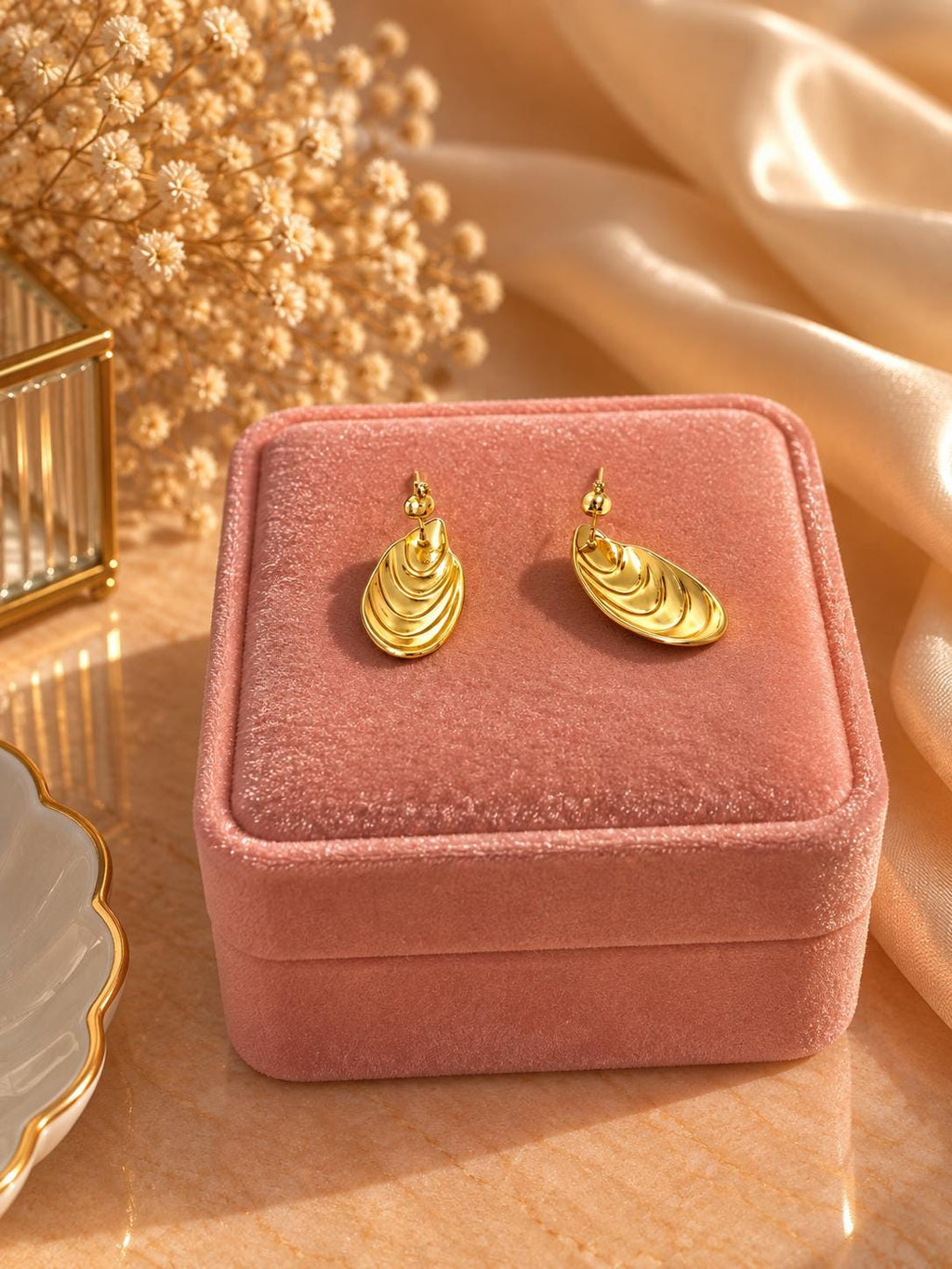 18K Gold Plated Sculptural Drop Earrings – Abstract Stainless Steel Statement Jewelry