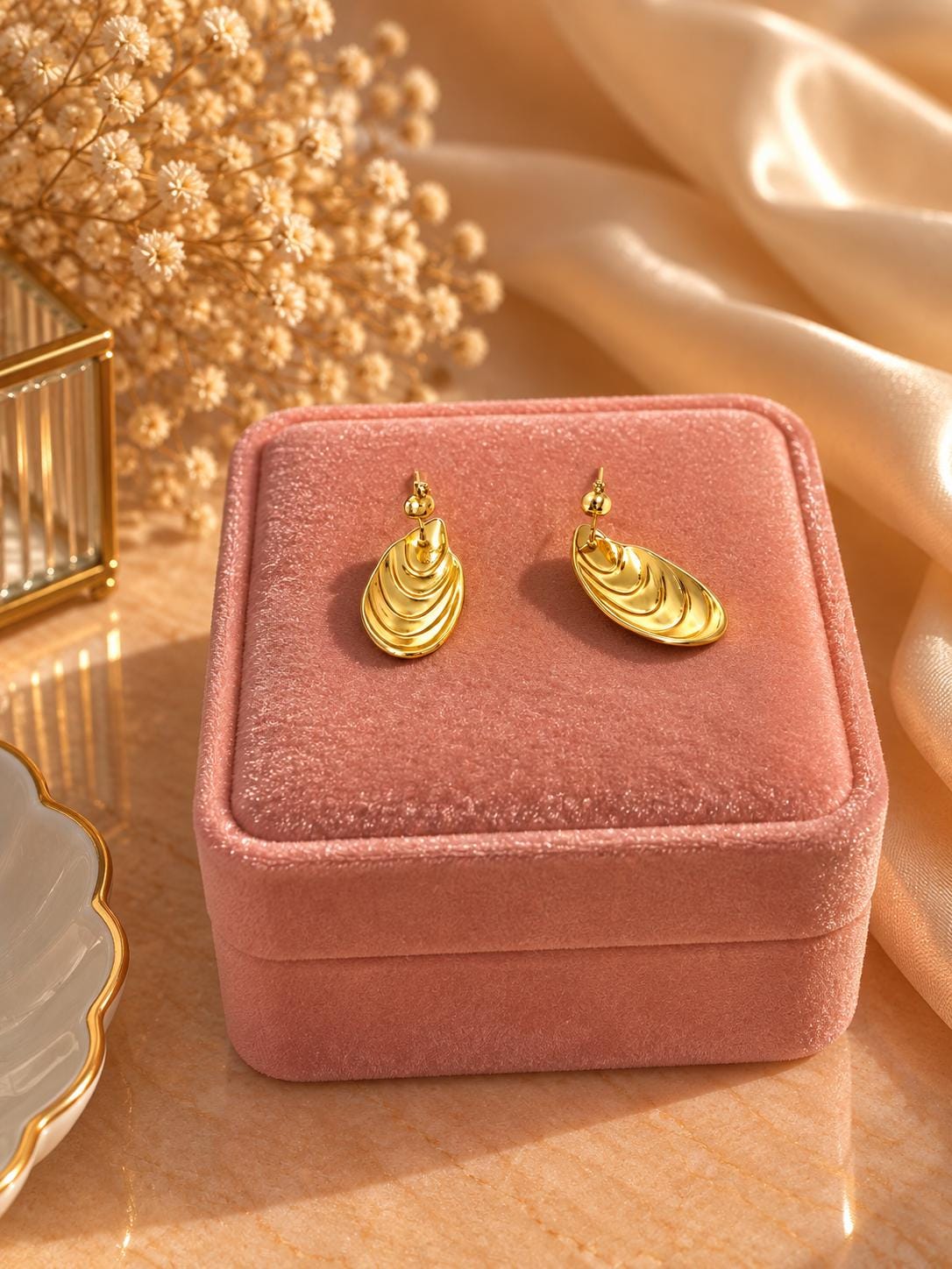 18K Gold Plated Sculptural Drop Earrings – Abstract Stainless Steel Statement Jewelry